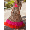Robe Léopard Longue Bohème Chic Rouge