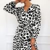 Robe Léopard Mi Longue Blanche