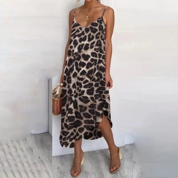 Robe Léopard Mi Longue Élégante