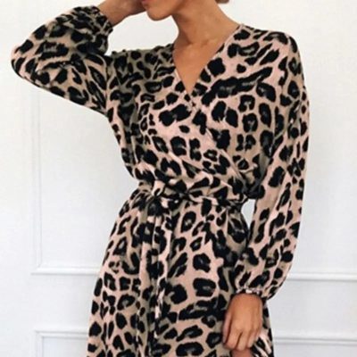 Robe Léopard Mi Longue Nude