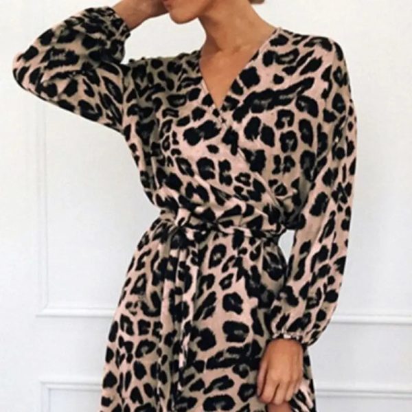 Robe Léopard Mi Longue Nude