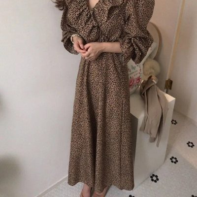 Robe Léopard Mi longue tendance