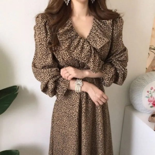 Robe Léopard Mi longue tendance