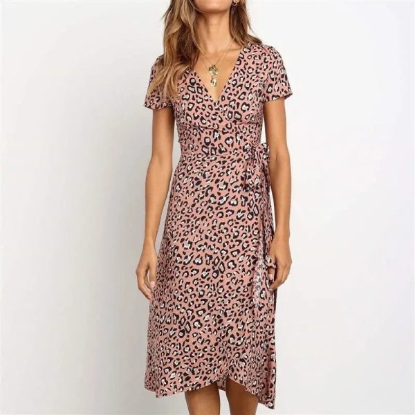 Robe Léopard Rose Pâle