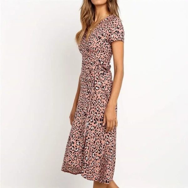 Robe Léopard Rose Pâle