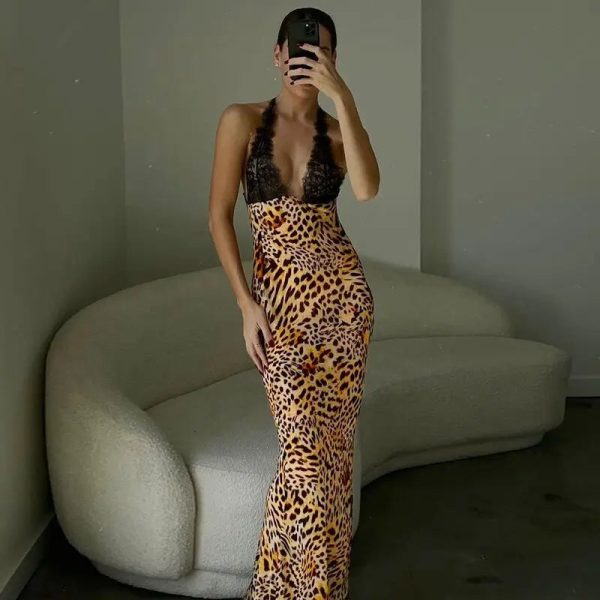 Robe Longue de Soirée Sexy Léopard