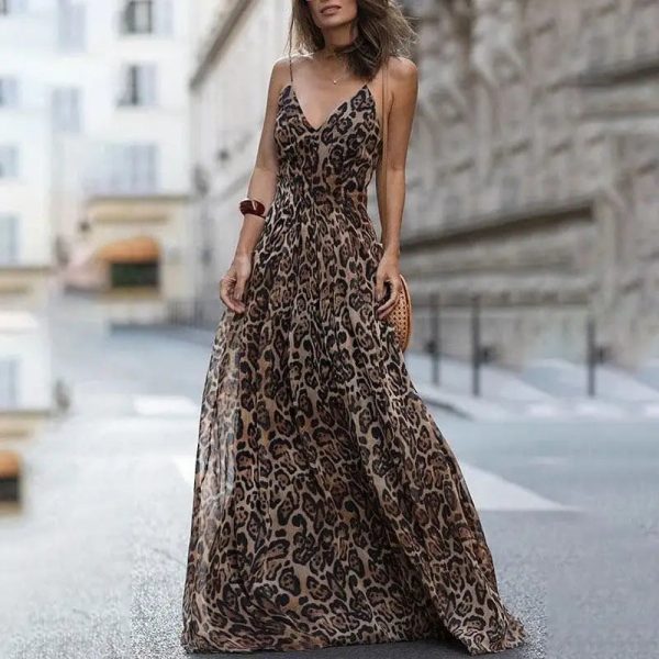 Robe Longue Léopard Romantique