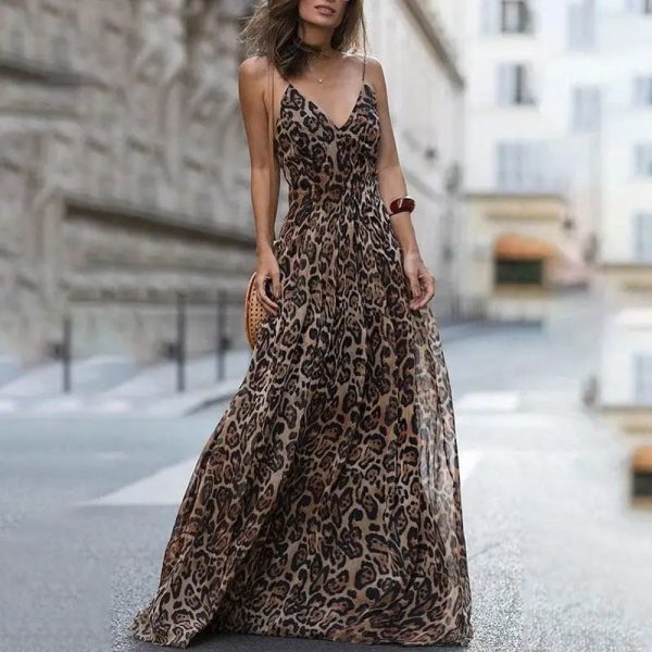 Robe Longue Léopard Romantique