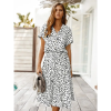 Robe Mi-Longue Bohème Motif Léopard Noir et Blanc