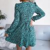Robe Motif Léopard Décolleté Bleue