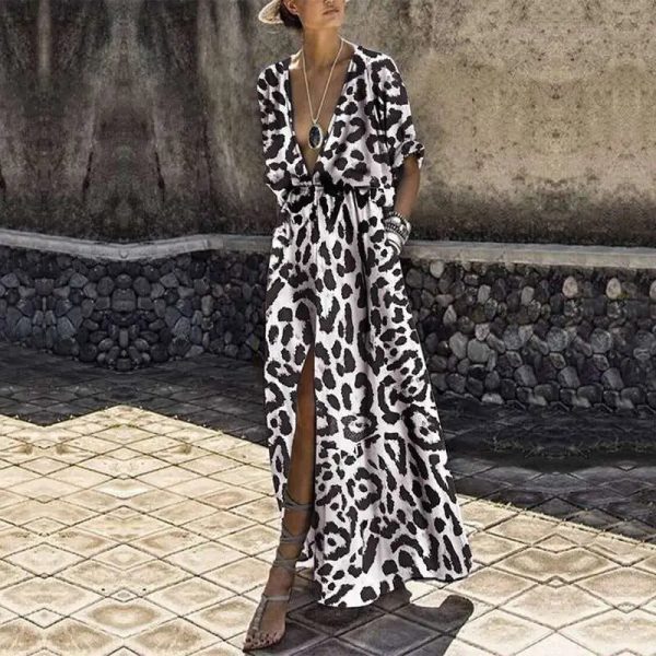 Robe Motif Léopard Kimono