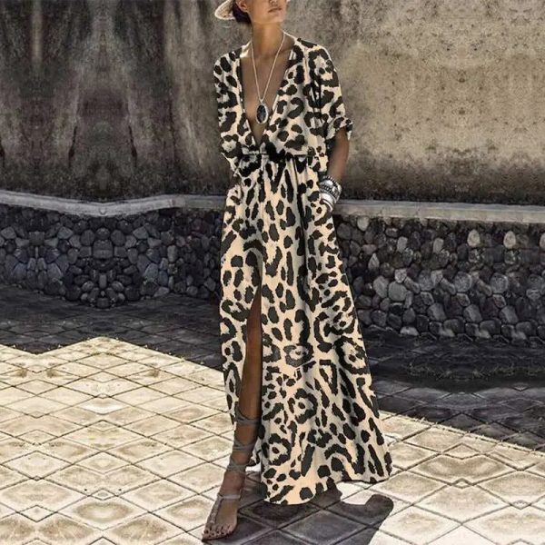 Robe Motif Léopard Kimono