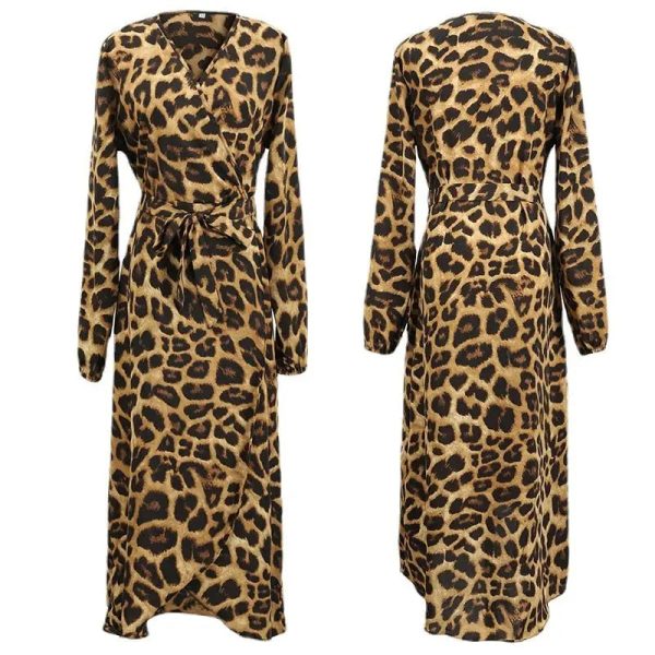 Robe Portefeuille Mi-Longue Léopard