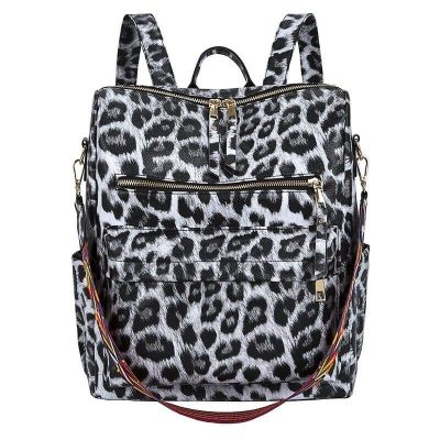 Sac à Dos Léopard Simili-Cuir Blanc