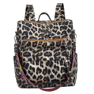 Sac à Dos Léopard Simili-Cuir Marron