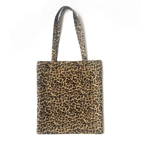 sac leopard en toile marron