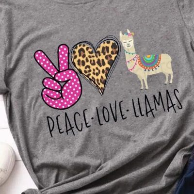 T-Shirt Imprimé Léopard Peace Love