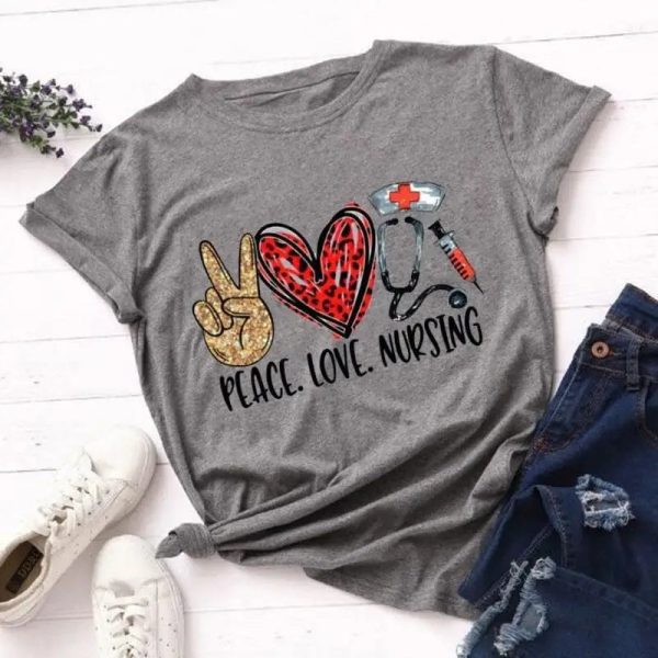 T-Shirt Imprimé Léopard Peace Love