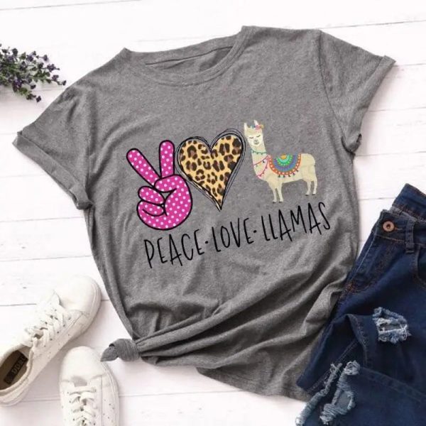T-Shirt Imprimé Léopard Peace Love