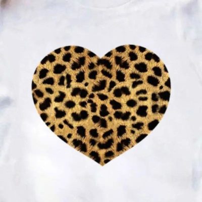 T-Shirt Léopard Cœur Marron et Noir