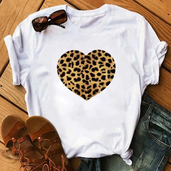 T-Shirt Léopard Cœur Marron et Noir