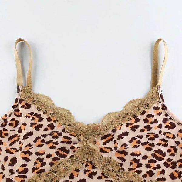 Top Dentelle Léopard Dentelle Sexy Beige