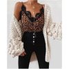 Top Léopard Femme Dentelle Marron