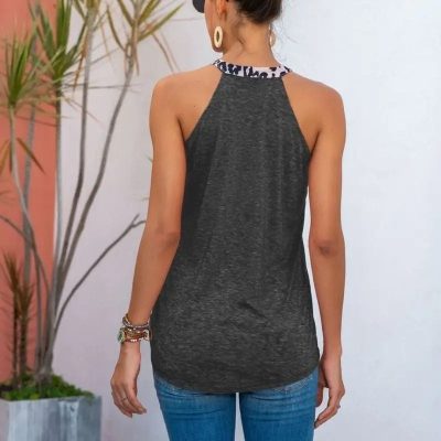 Top Léopard Gris Poche