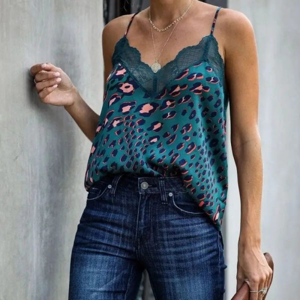 Top Léopard Tendance Bleu