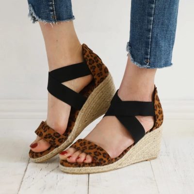 sandales leopard plateforme